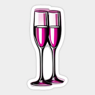 Toast to Elegance: Pink Champagne Glasses Illustration No. 971 Sticker